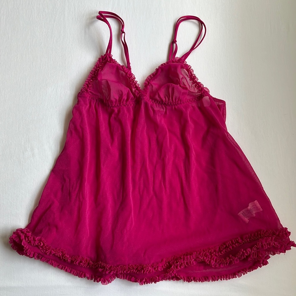 Oysho Pink Ruffled Sheer Camisole Lingerie Top Size S